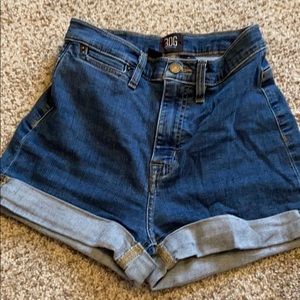 high rise denim shorts